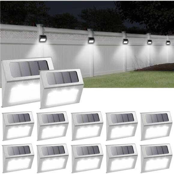 Solar Lights 12 Pack Solar Deck Lights Outdoor, Waterproof Fence Solar Lights - Picture 1 of 7